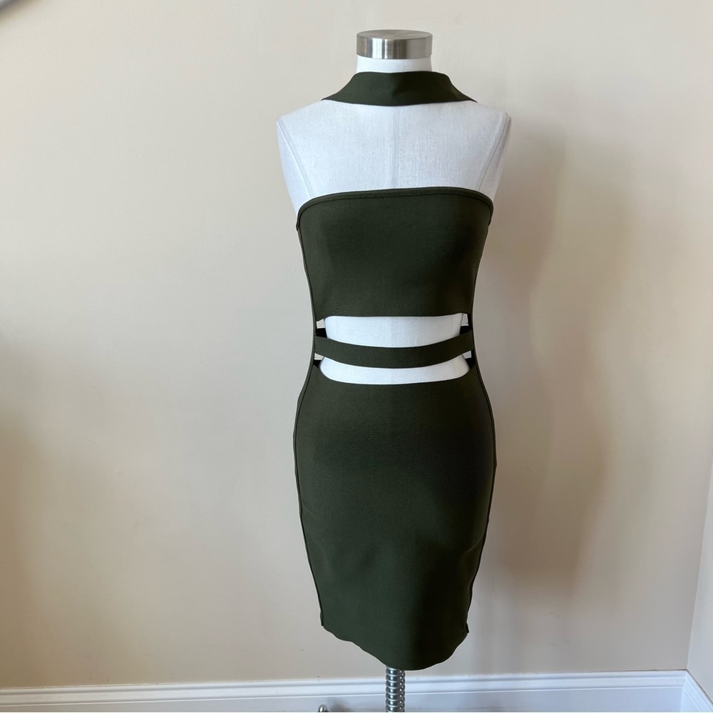 Windsor strapless cutout body con dress green 682
